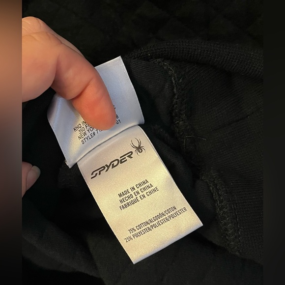 Spyder Sweatshirt Sweater Pullover Fleece Size M Black Red 1/4 Button - Picture 9 of 10